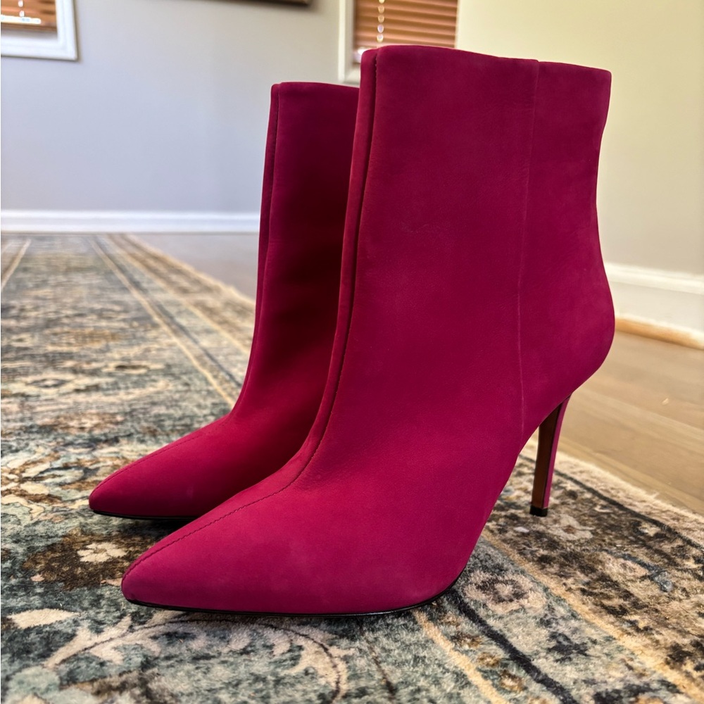 SCHUTZ Fuchsia Pointed-Toe Suede Ankle Boots Size 7.5 - Picture 10 of 11
